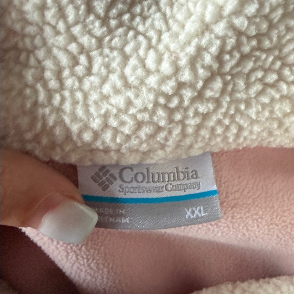 Columbia Pink and Cream Cozy Teddy Sherpa Quarter Zip Jacket - Picture 2 of 2